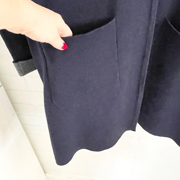 Catherine Malandrino Duster Cardigan Navy blue Gray Sz L Oversized - Picture 5 of 12